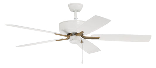 Craftmade - P52WSB5-52WWOK - 52"Ceiling Fan - Pro Plus 52 Fan - White/Satin Brass