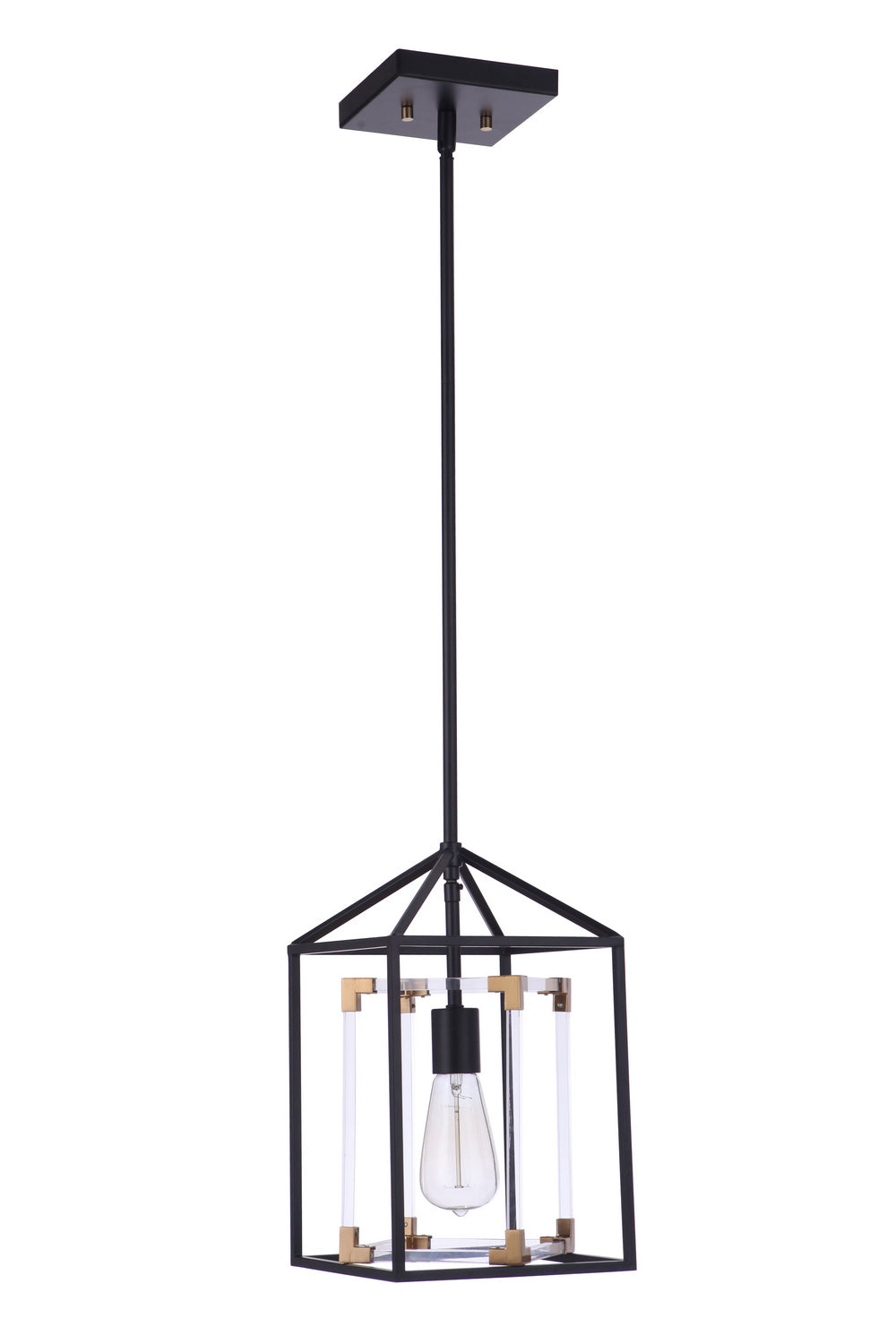 Craftmade - P985FBSB1 - One Light Pendant - Aaron - Flat Black/Satin Brass