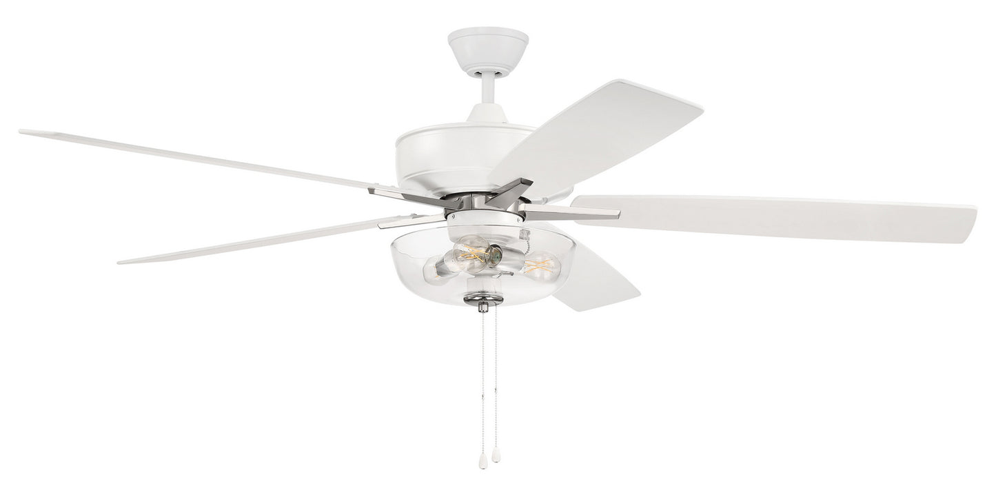 Craftmade - S101WPLN5-60WWOK - 60"Ceiling Fan - Super Pro 101 - White/Polished Nickel