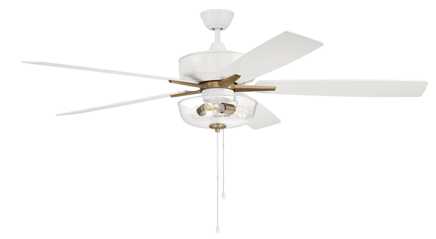 Craftmade - S101WSB5-60WWOK - 60"Ceiling Fan - Super Pro 101 - White/Satin Brass