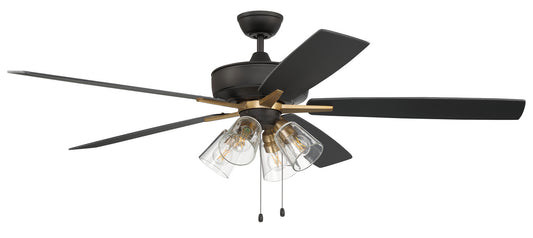 Craftmade - S104FBSB5-60BWNFB - 60"Ceiling Fan - Super Pro 104 - Flat Black/Satin Brass