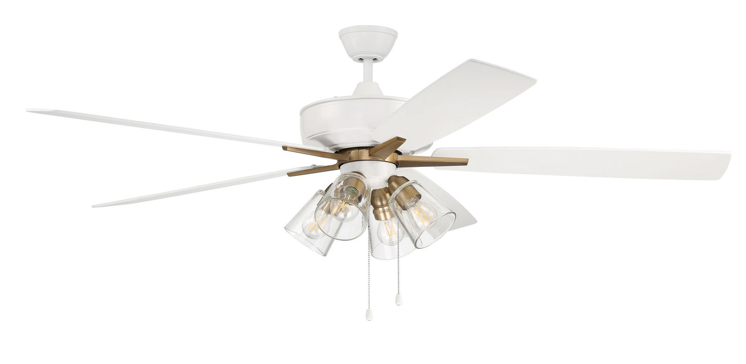 Craftmade - S104WSB5-60WWOK - 60"Ceiling Fan - Super Pro 104 - White/Satin Brass