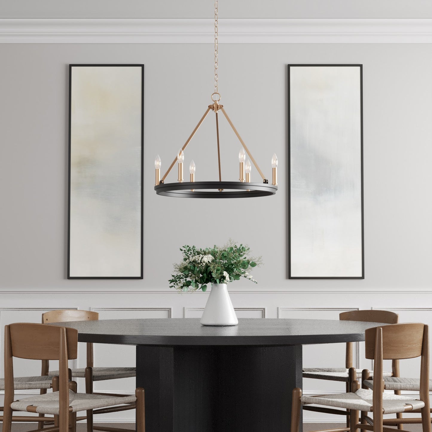 Millennium - 9506-MB/MG - Five Light Chandelier - Carruth - Matte Black Modern Gold