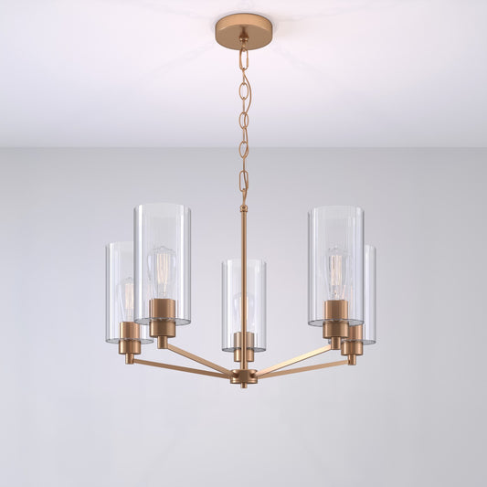 Millennium - 9515-MG - Five Light Chandelier - Beverlly - Modern Gold