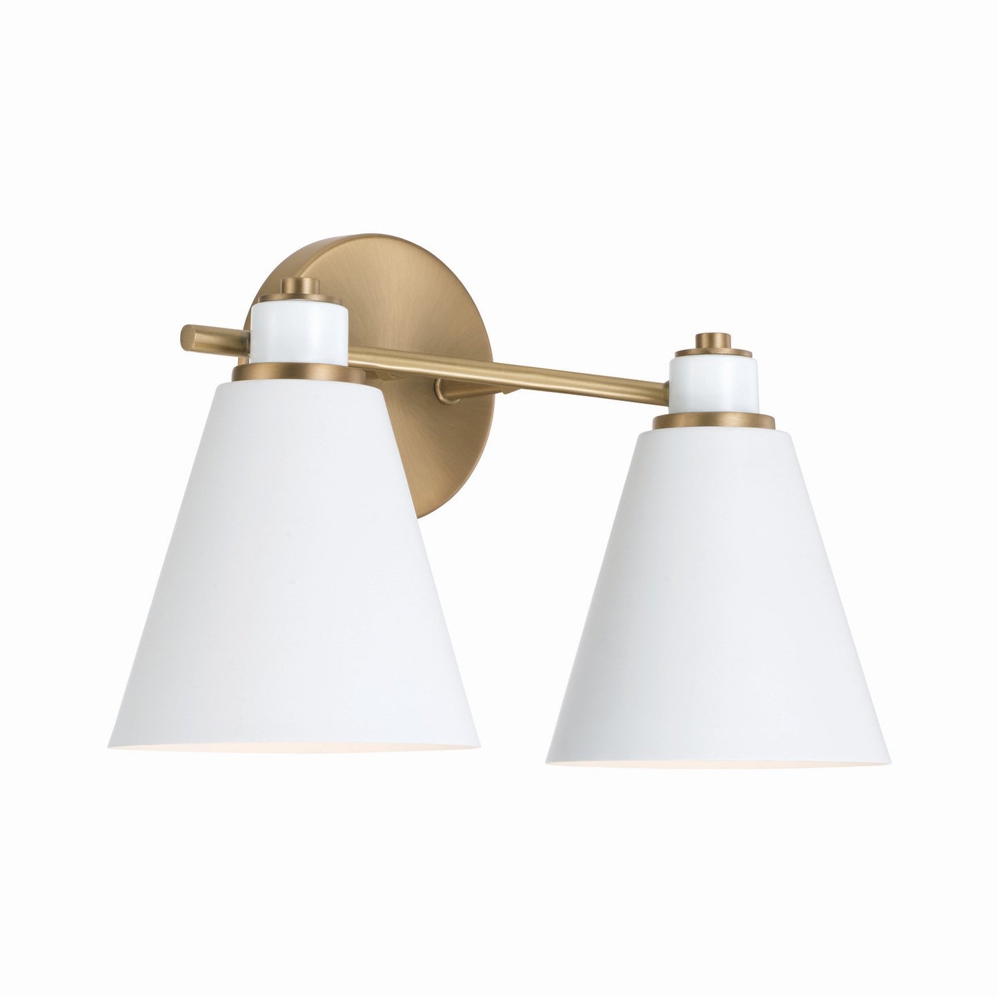 Capital Lighting - 150121AW - Two Light Vanity - Bradley - Aged Brass and White