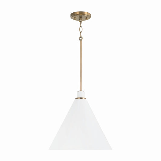 Capital Lighting - 350112AW - One Light Pendant - Bradley - Aged Brass and White