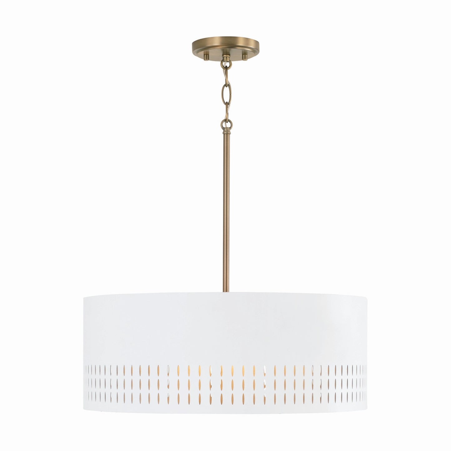 Capital Lighting - 350233AW - Three Light Pendant - Dash - Aged Brass and White