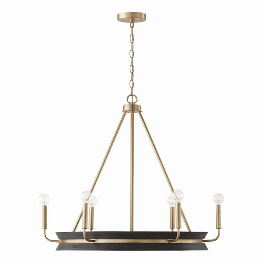 Capital Lighting - 447361KR - Six Light Chandelier - Finn - Black Stain and Matte Brass