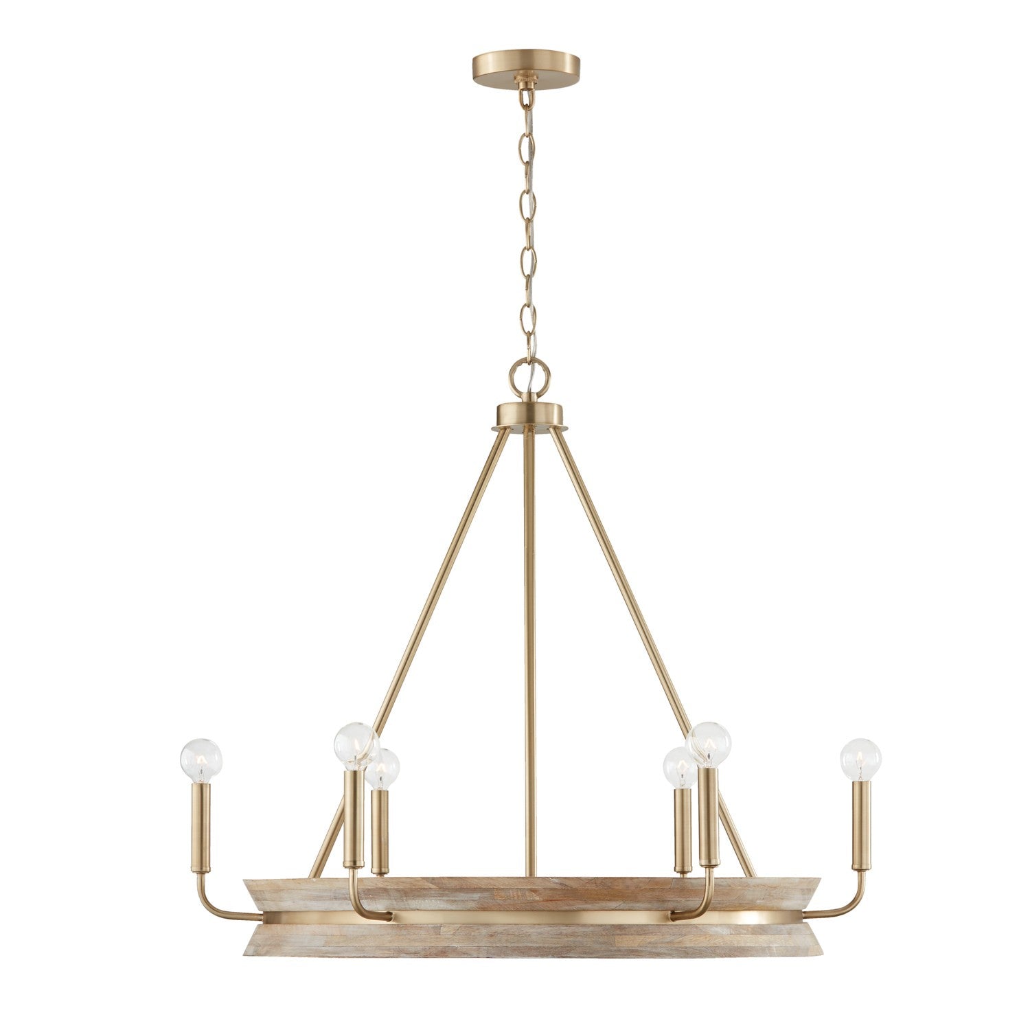 Capital Lighting - 447361WS - Six Light Chandelier - Finn - White Wash and Matte Brass