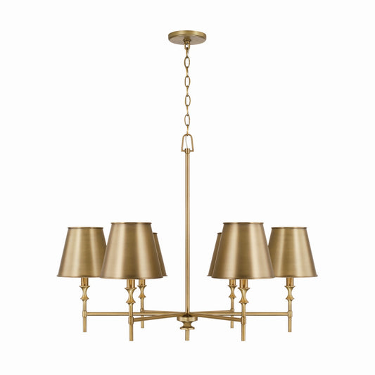 Capital Lighting - 449761AD-707 - Six Light Chandelier - Whitney - Aged Brass