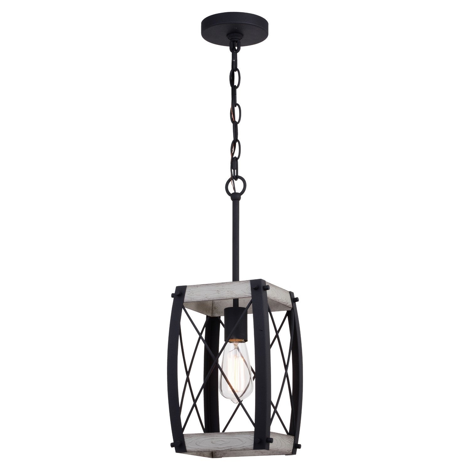 Vaxcel - P0354 - One Light Mini Pendant - Montclare - Textured Black and White Ash