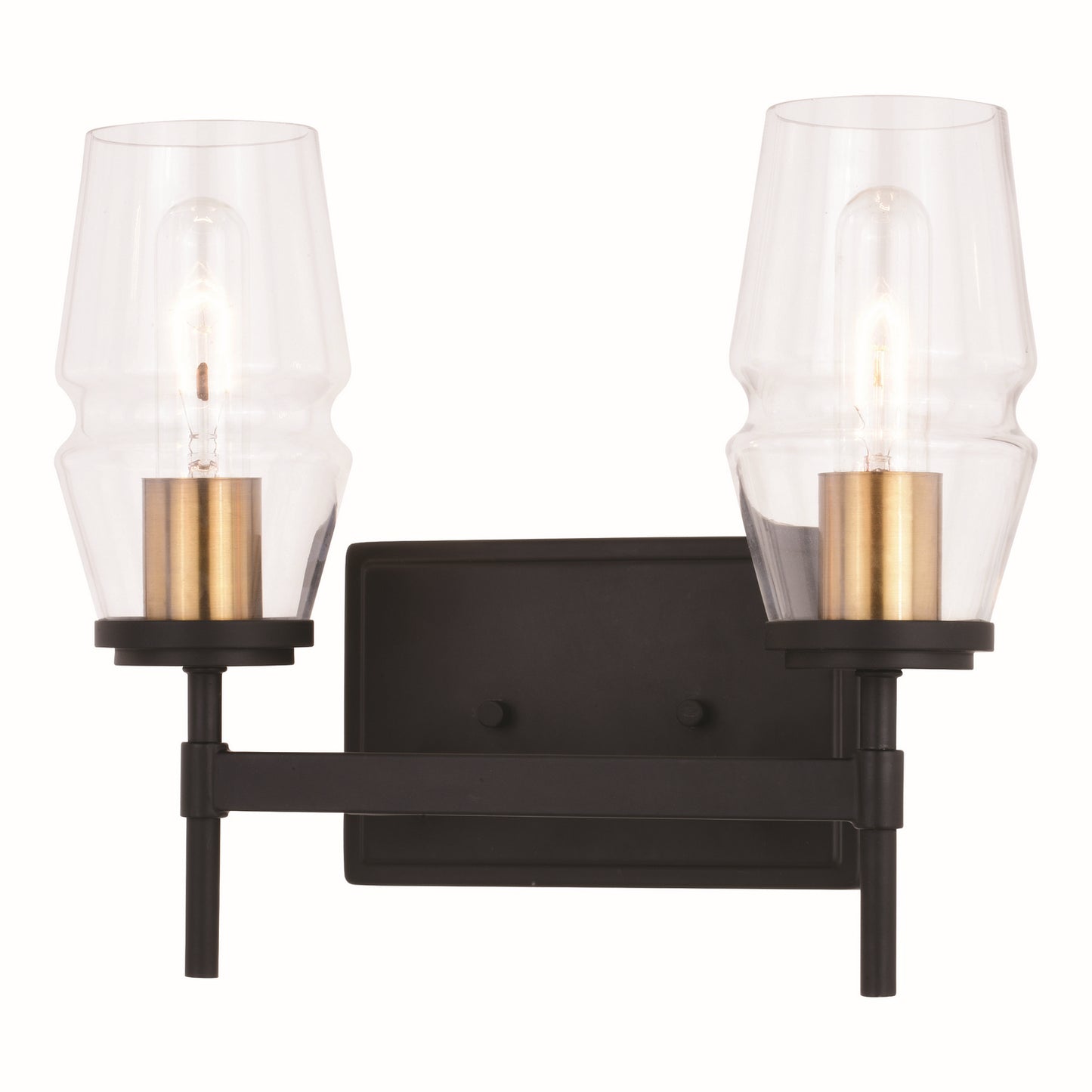 Vaxcel - W0392 - Two Light Vanity - Warren - Matte Black and Brushed Brass