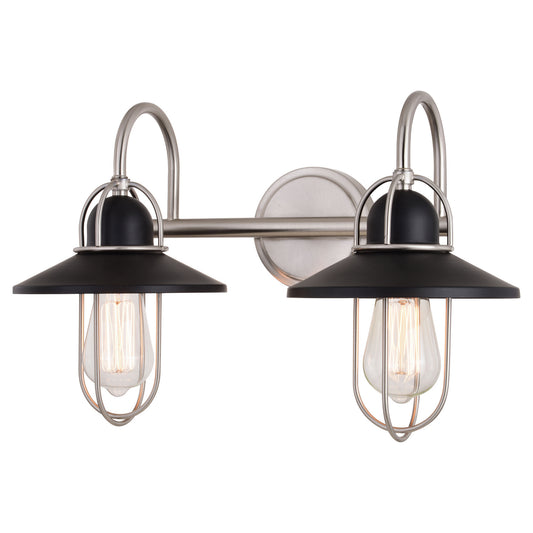 Vaxcel - W0402 - Two Light Vanity - Galena - Matte Black and Satin Nickel