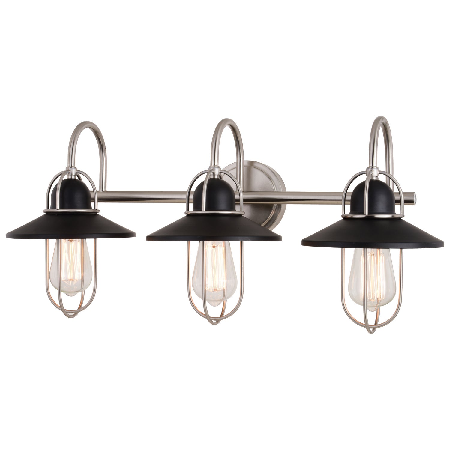 Vaxcel - W0403 - Three Light Vanity - Galena - Matte Black and Satin Nickel