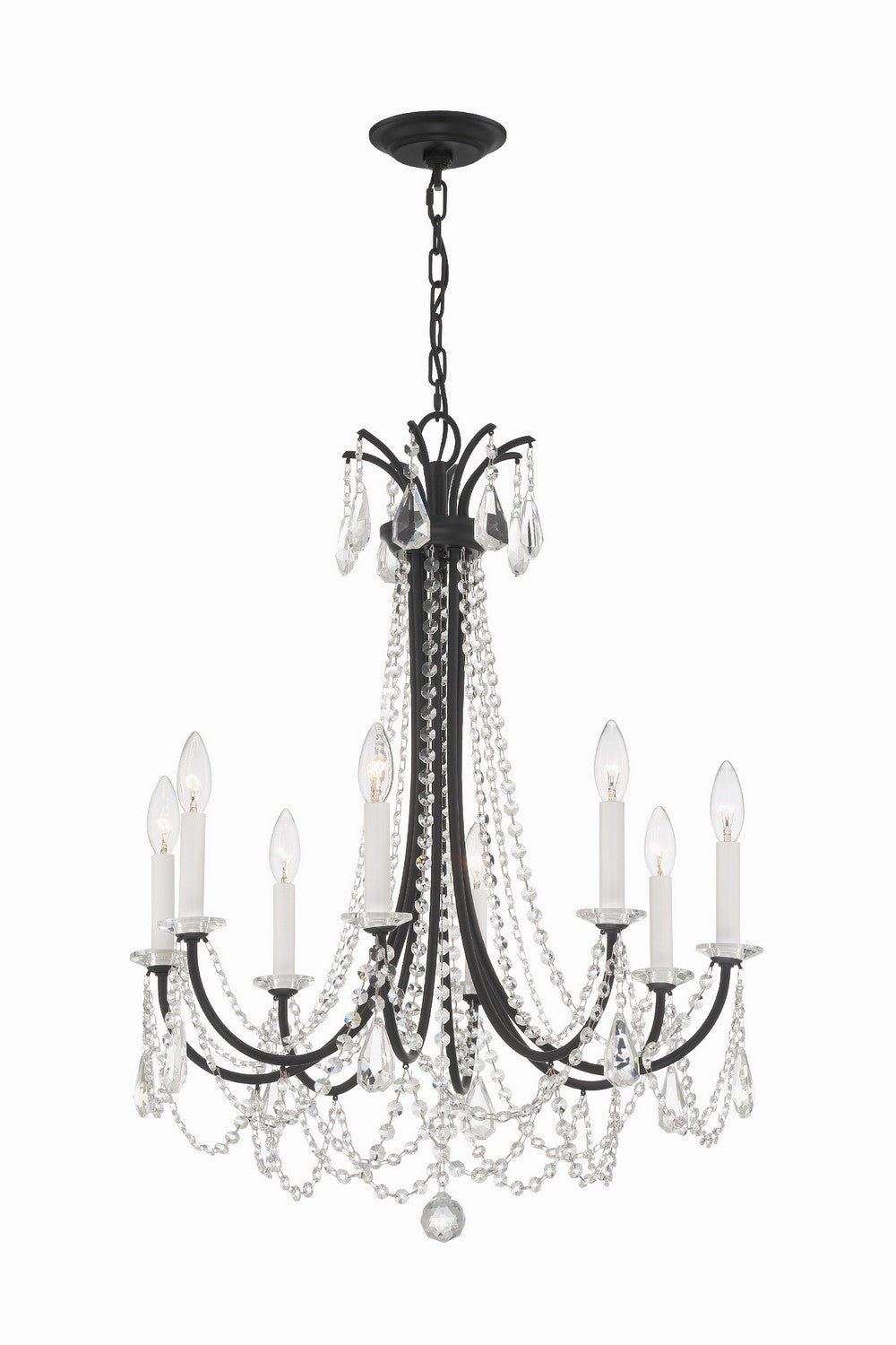 Crystorama - KAR-90908-MK-CL-MWP - Eight Light Chandelier - Karrington - Matte Black