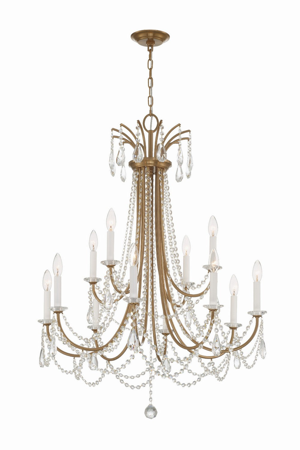 Crystorama - KAR-90912-AG-CL-MWP - 12 Light Chandelier - Karrington - Aged Brass