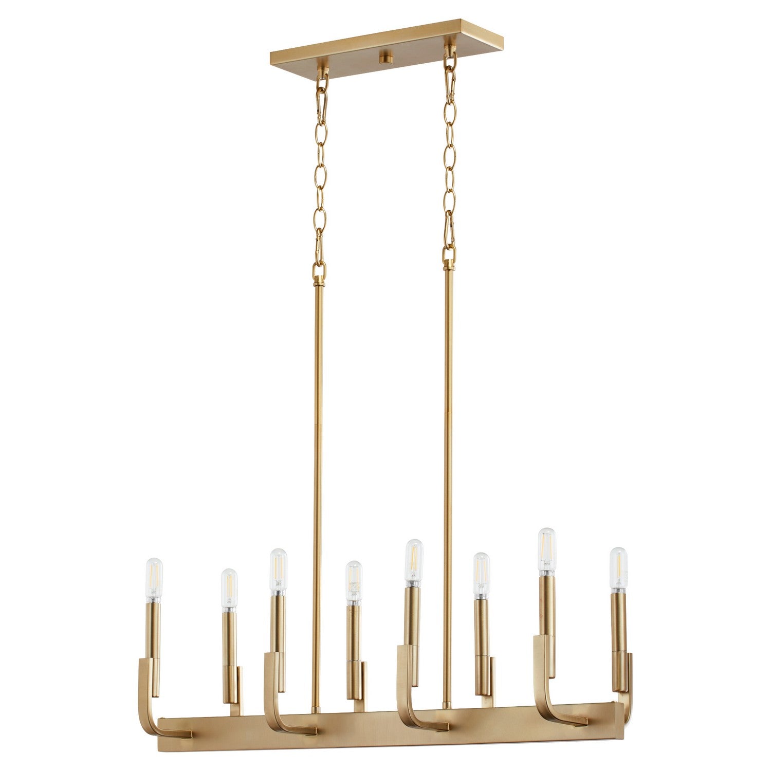 Quorum - 6610-8-80 - Eight Light Linear Chandelier - Tempo - Aged Brass