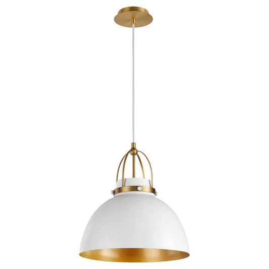 Quorum - 823-0880 - One Light Pendant - Picture Lights - Studio White w/ Aged Brass