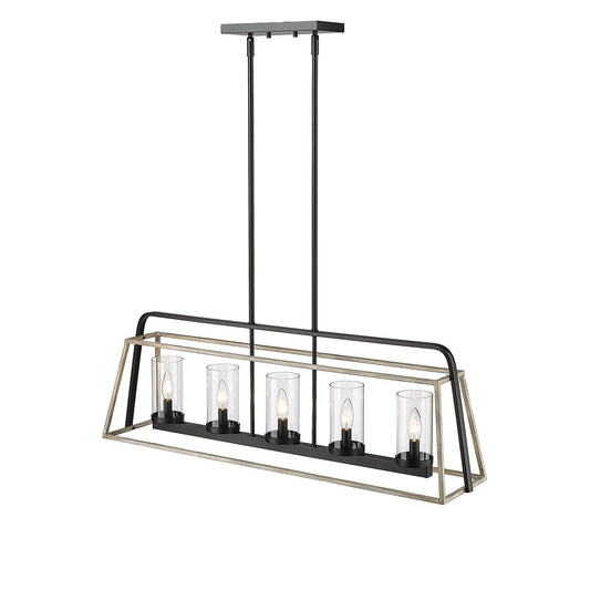 Millennium - 3015-MB/GW - Five Light Chandelier - Bonnie - Matte Black Grey Wood