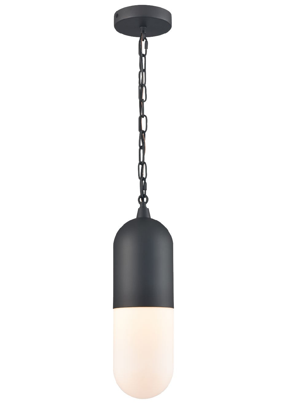 DVI Lighting - DVP13775BK-OP - One Light Pendant - Capsule Outdoor - Black With Half Opal Glass