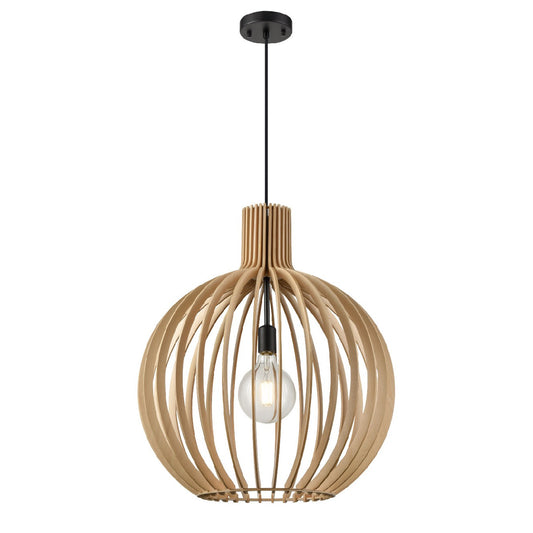DVI Lighting - DVP42610BK-NW - One Light Pendant - Nahanni Park - Black With Natural Wood Shade