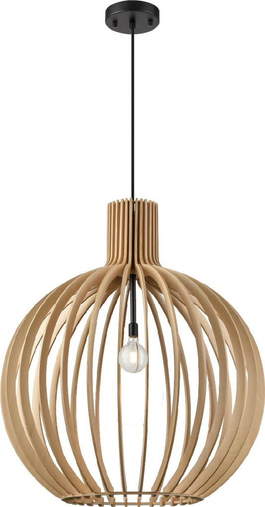 DVI Lighting - DVP42621BK-NW - One Light Pendant - Nahanni Park - Black With Natural Wood Shade