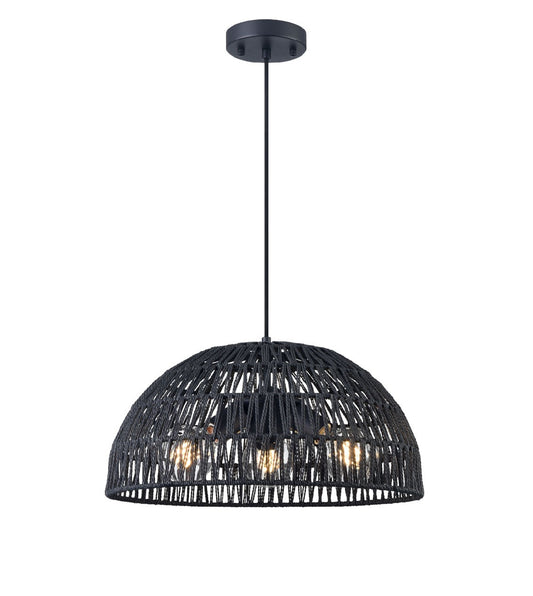 DVI Lighting - DVP44238BK-BY - Three Light Pendant - Lac Du Bonnet - Black With Black Yarn Shade