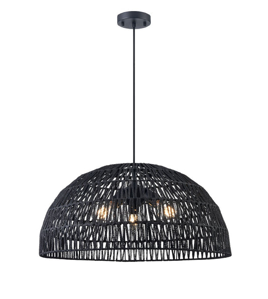 DVI Lighting - DVP44248BK-BY - Three Light Pendant - Lac Du Bonnet - Black With Black Yarn Shade