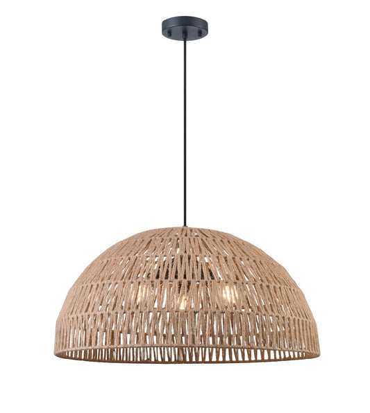 DVI Lighting - DVP44248BK-TY - Three Light Pendant - Lac Du Bonnet - Black With Tan Yarn Shade