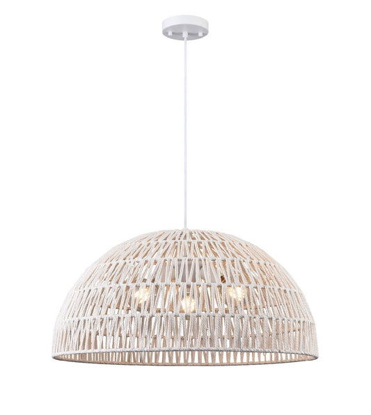 DVI Lighting - DVP44248MW-WY - Three Light Pendant - Lac Du Bonnet - Matte White With White Yarn Shade