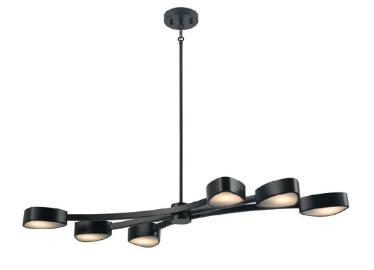 DVI Lighting - DVP45402EB-OP - Six Light Linear Pendant - Northen Marches - Ebony With Half Opal Glass