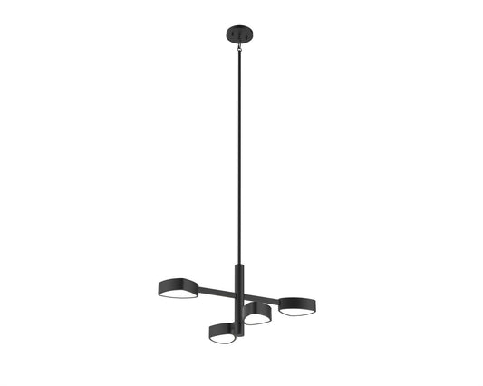 DVI Lighting - DVP45424EB-OP - Four Light Pendant - Northen Marches - Ebony With Half Opal Glass