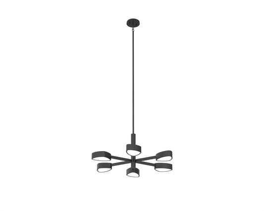 DVI Lighting - DVP45426EB-OP - Six Light Pendant - Northen Marches - Ebony With Half Opal Glass