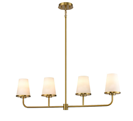 DVI Lighting - DVP48002BR-OP - Four Light Linear Pendant - Kanata - Brass With Half Opal Glass