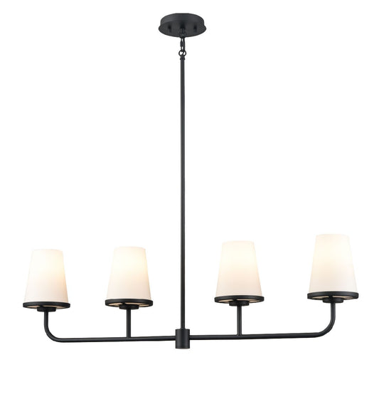 DVI Lighting - DVP48002EB-OP - Four Light Linear Pendant - Kanata - Ebony With Half Opal Glass