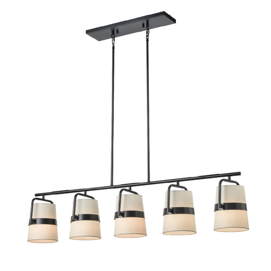 DVI Lighting - DVP48404EB-SW - Five Light Linear Pendant - Bon Echo - Ebony With Satin White Shade