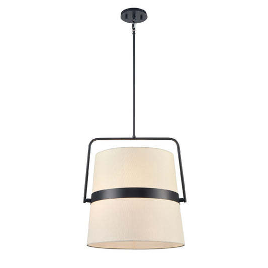 DVI Lighting - DVP48420EB-SW - Four Light Pendant - Bon Echo - Ebony With Satin White Shade