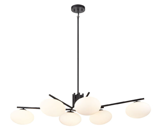 DVI Lighting - DVP49002EB-OP - Six Light Linear Pendant - Valour Road - Ebony With Half Opal Glass
