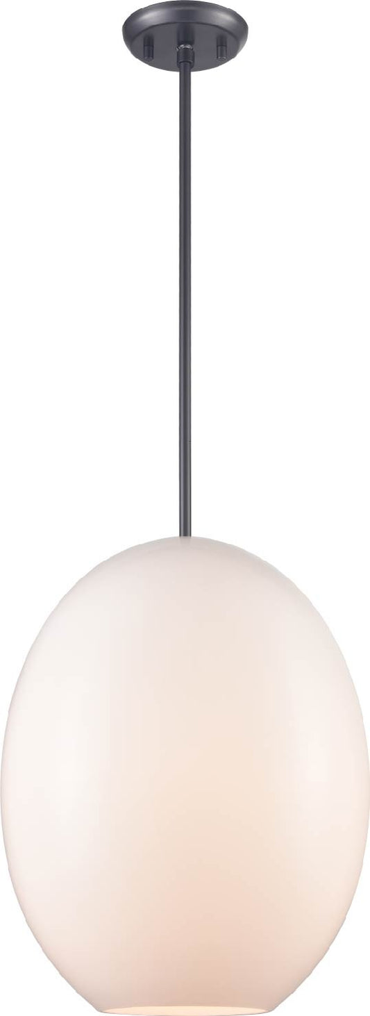DVI Lighting - DVP49020EB-OP - One Light Pendant - Valour Road - Ebony With Half Opal Glass