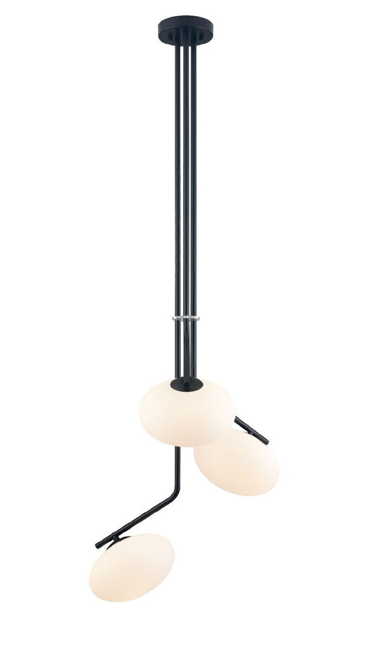 DVI Lighting - DVP49053EB-OP - Three Light Pendant - Valour Road - Ebony With Half Opal Glass