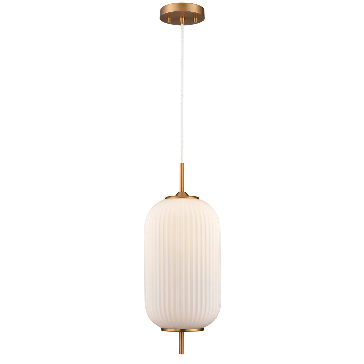DVI Lighting - DVP40005BR-RIO - One Light Pendant - Mount Pearl - Brass With Ribbed Opal Glass