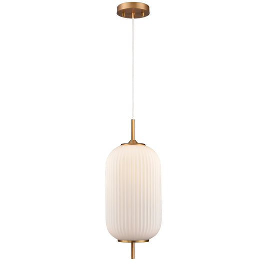 DVI Lighting - DVP40005BR-RIO - One Light Pendant - Mount Pearl - Brass With Ribbed Opal Glass
