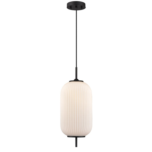 DVI Lighting - DVP40005GR-RIO - One Light Pendant - Mount Pearl - Graphite With Ribbed Opal Glass