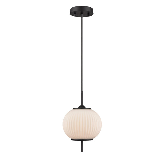 DVI Lighting - DVP40021GR-RIO - One Light Pendant - Mount Pearl - Graphite With Ribbed Opal Glass