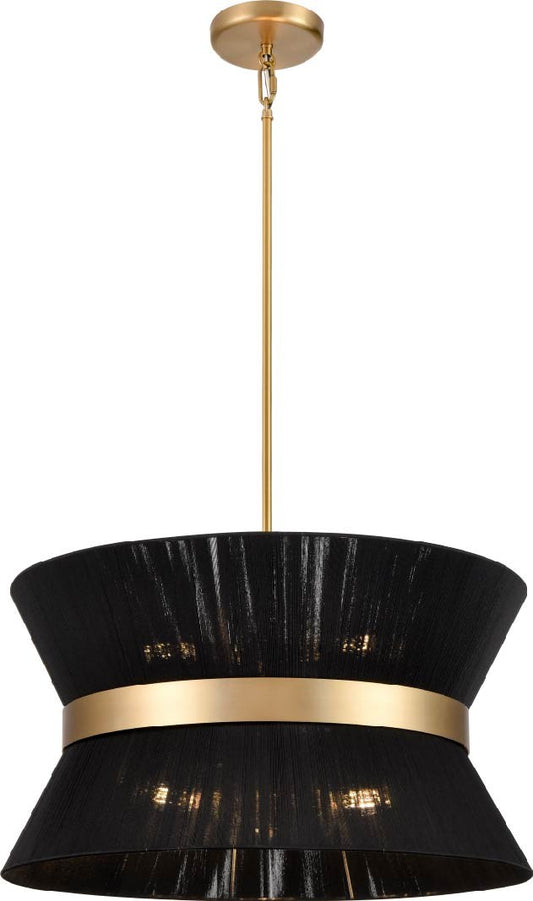 DVI Lighting - DVP43605BR-BK - Six Light Pendant - Ellesmere - Brass With Black Shade