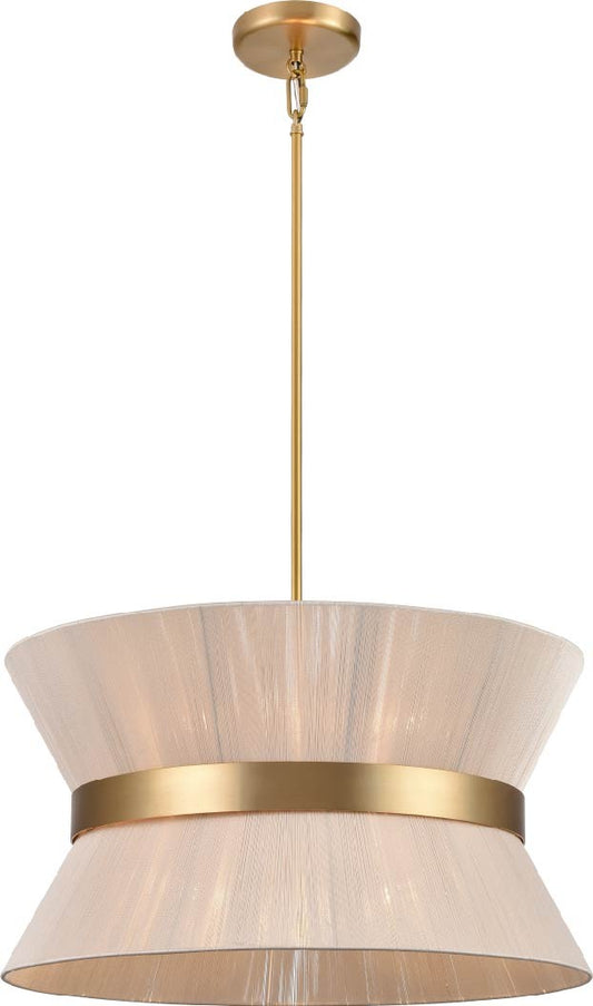 DVI Lighting - DVP43605BR-OAT - Six Light Pendant - Ellesmere - Brass With Oat Shade