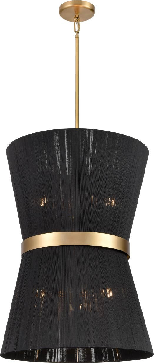 DVI Lighting - DVP43648BR-BK - Six Light Foyer Pendant - Ellesmere - Brass And Black Shade