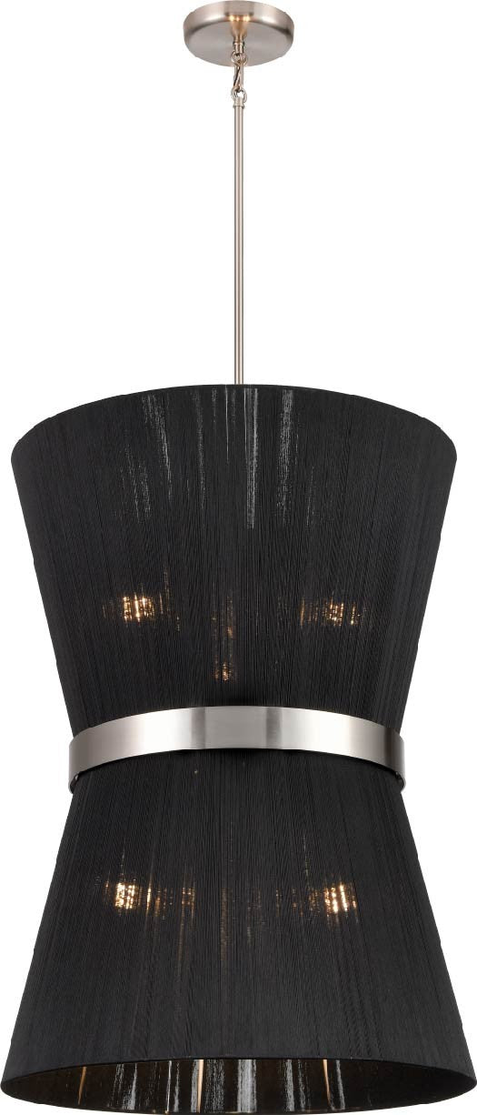 DVI Lighting - DVP43648SN-BK - Six Light Foyer Pendant - Ellesmere - Satin Nickel With Black Shade