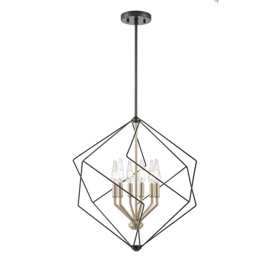 DVI Lighting - DVP44905BN+EB - Six Light Pendant - Ashoona - Buffed Nickel And Ebony