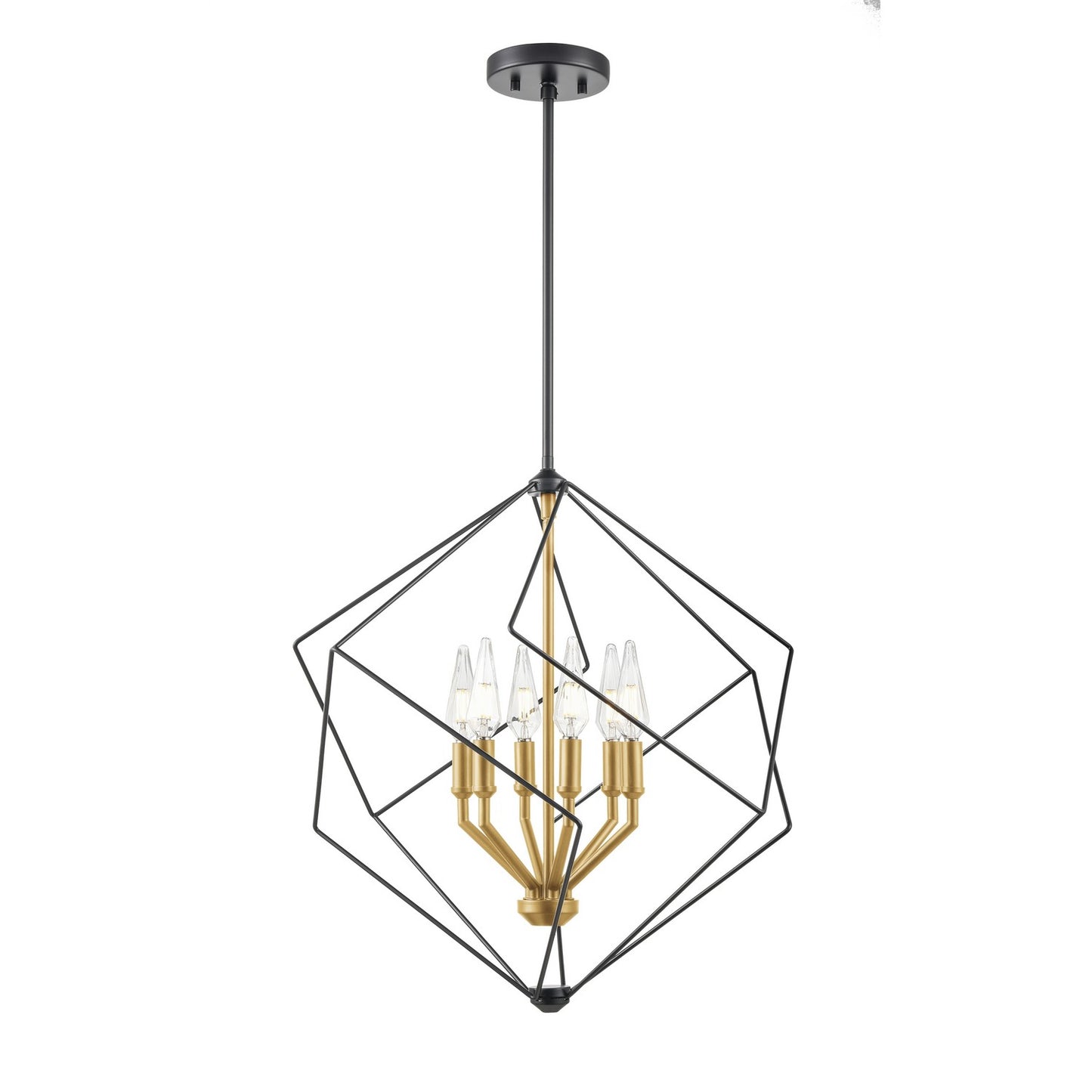 DVI Lighting - DVP44905BR+EB - Six Light Pendant - Ashoona - Brass And Ebony